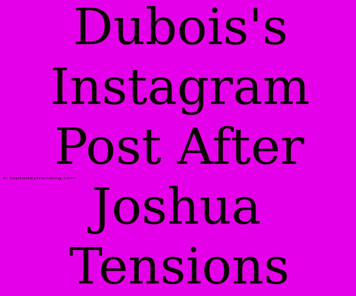 Dubois's Instagram Post After Joshua Tensions