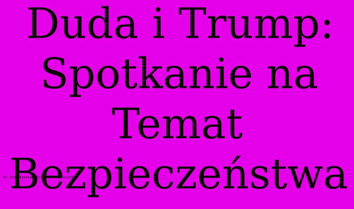 Duda I Trump: Spotkanie Na Temat Bezpieczeństwa