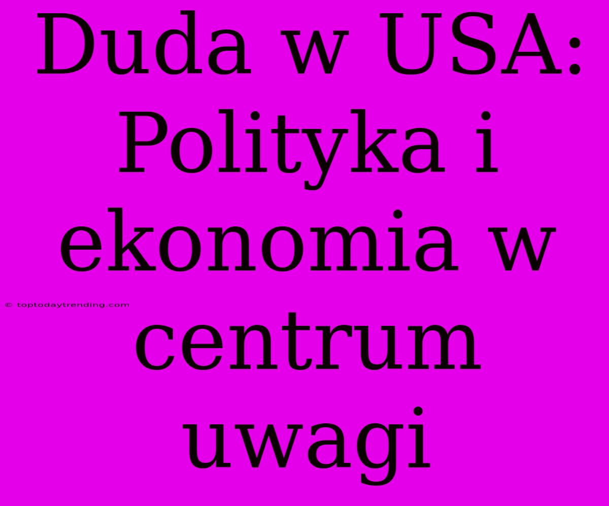 Duda W USA: Polityka I Ekonomia W Centrum Uwagi