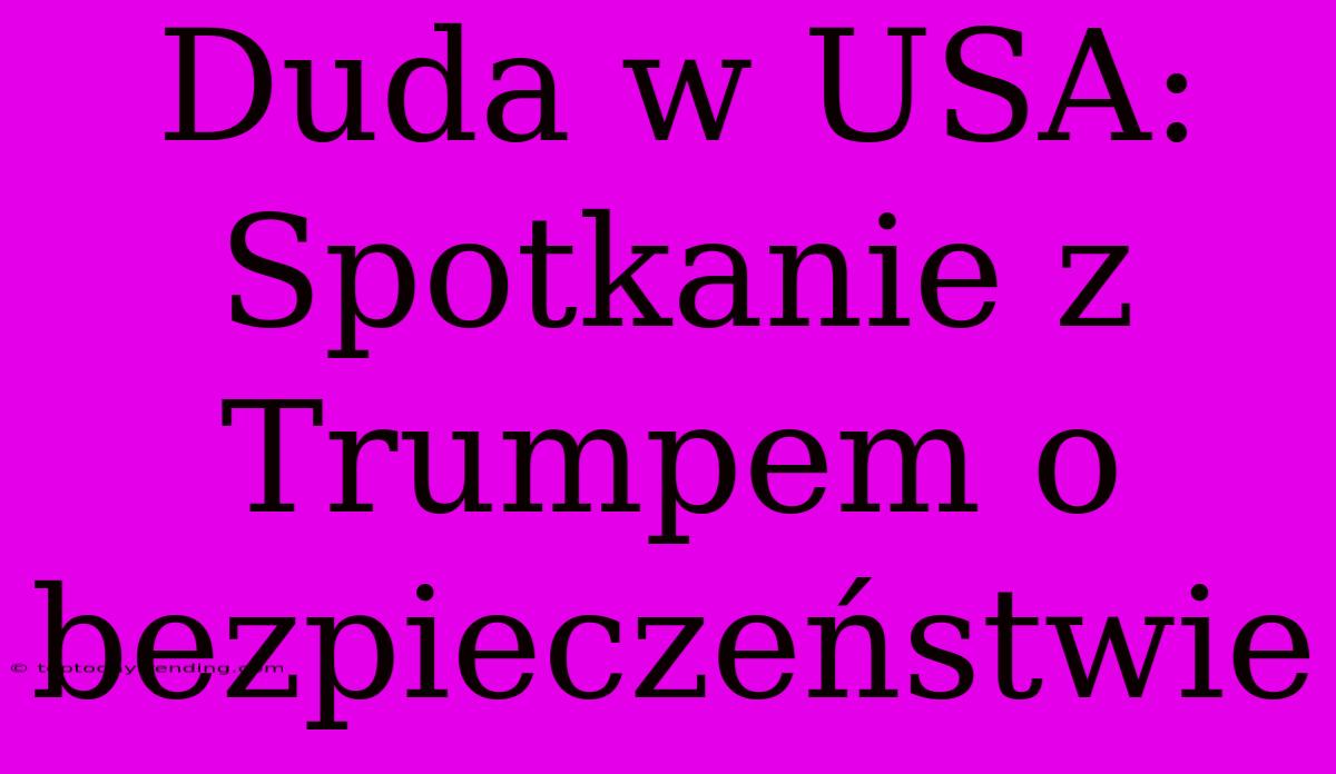 Duda W USA: Spotkanie Z Trumpem O Bezpieczeństwie