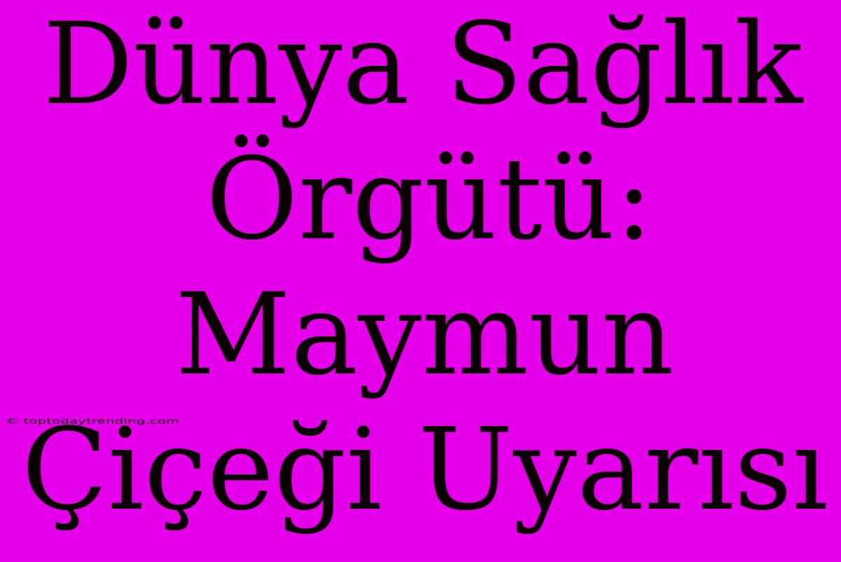 Dünya Sağlık Örgütü: Maymun Çiçeği Uyarısı