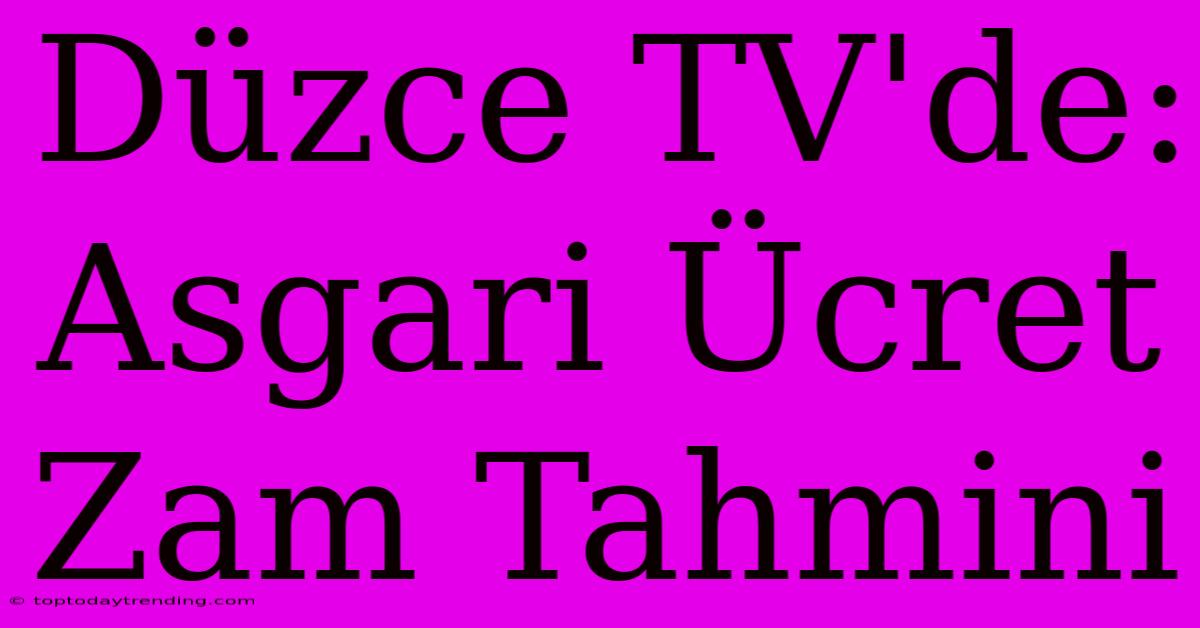 Düzce TV'de: Asgari Ücret Zam Tahmini