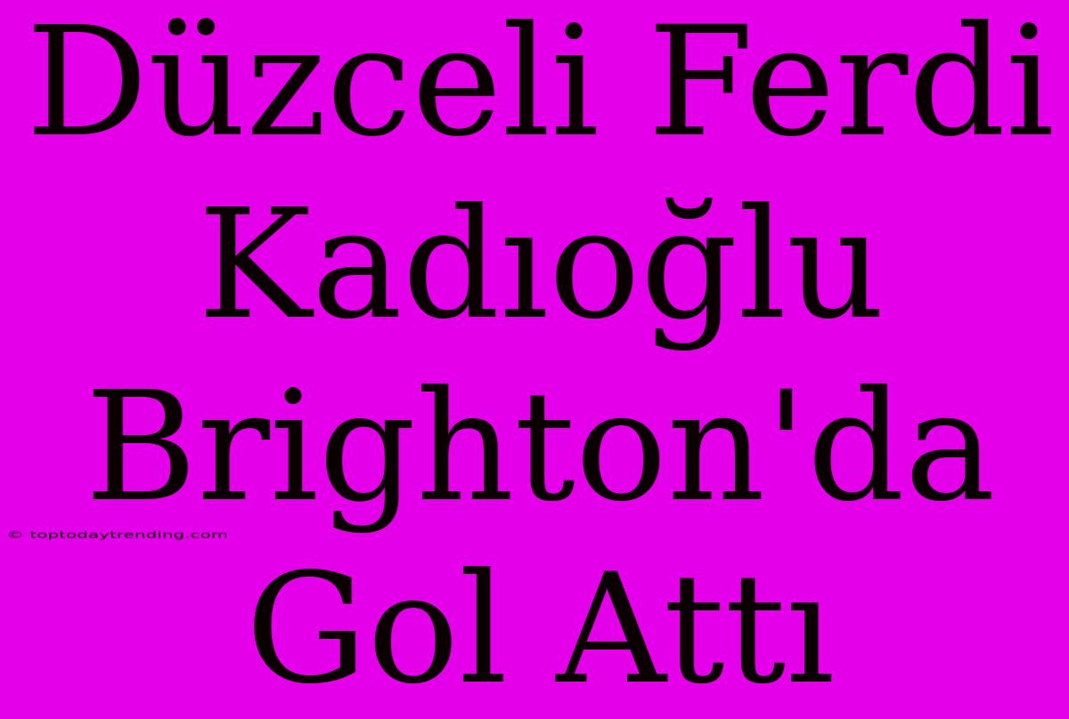 Düzceli Ferdi Kadıoğlu Brighton'da Gol Attı