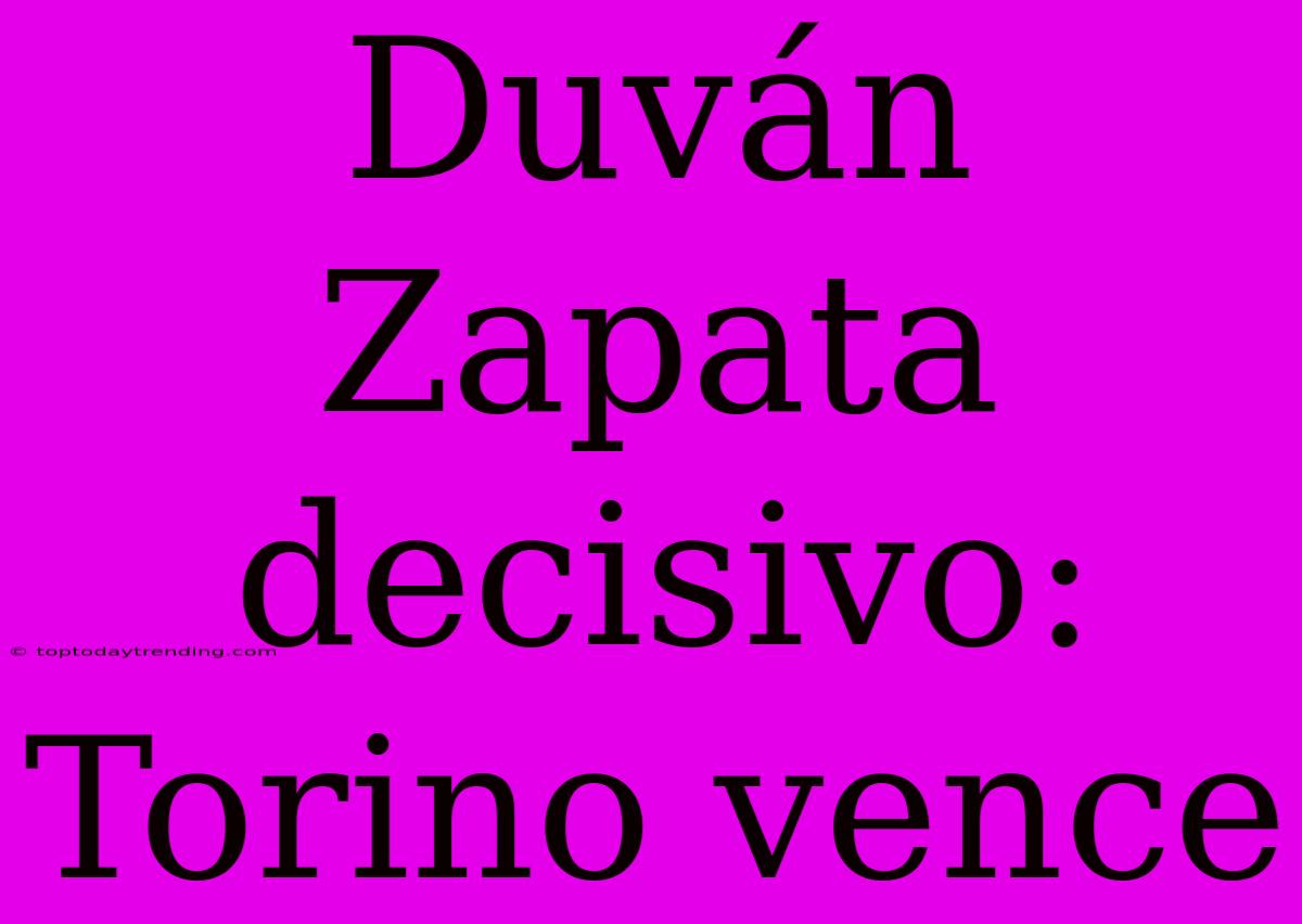 Duván Zapata Decisivo: Torino Vence