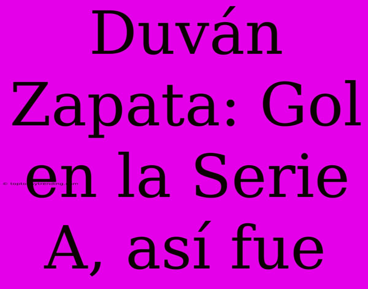 Duván Zapata: Gol En La Serie A, Así Fue