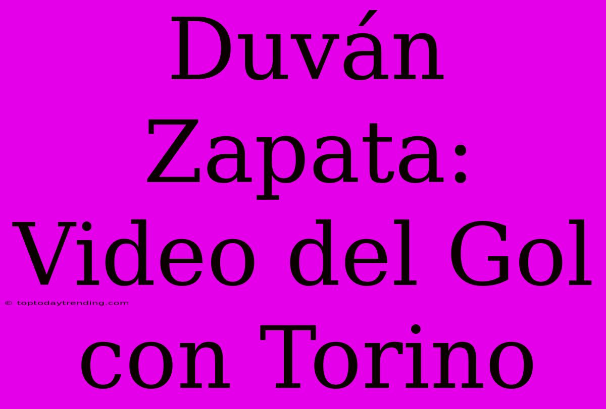 Duván Zapata: Video Del Gol Con Torino