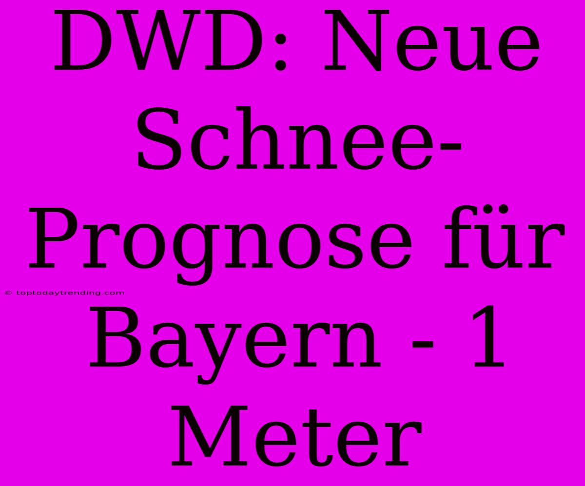 DWD: Neue Schnee-Prognose Für Bayern - 1 Meter