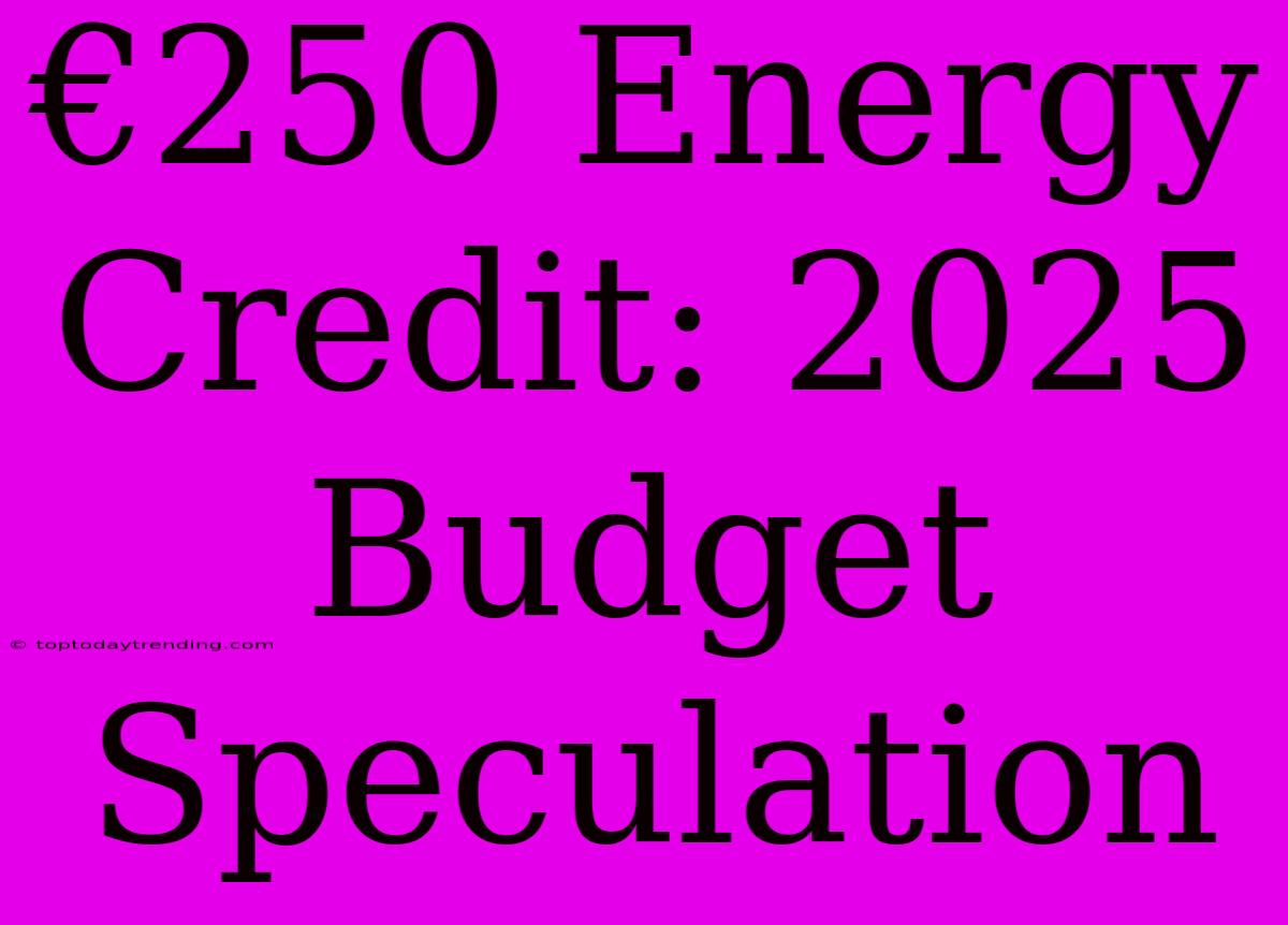 €250 Energy Credit: 2025 Budget Speculation