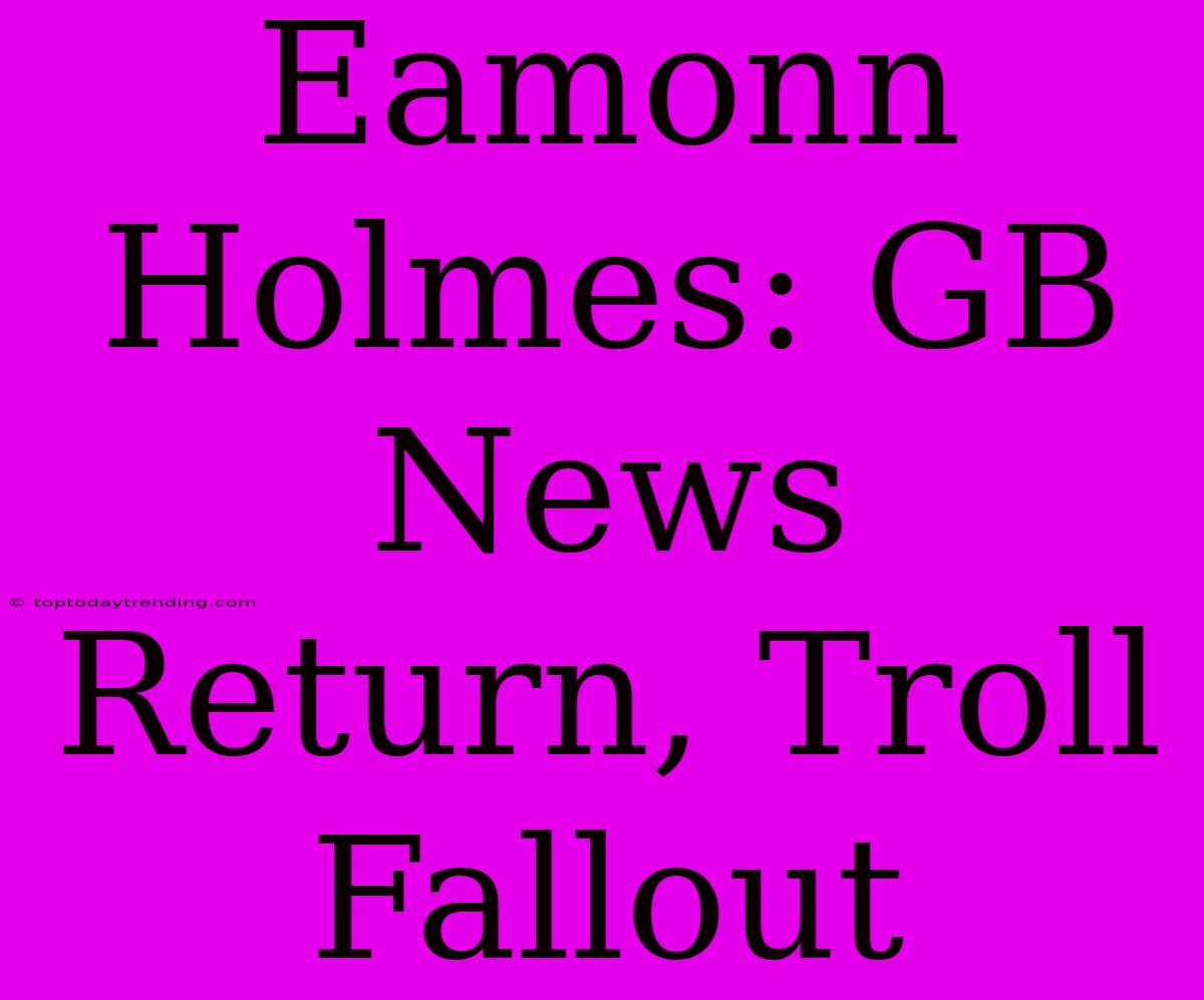 Eamonn Holmes: GB News Return, Troll Fallout