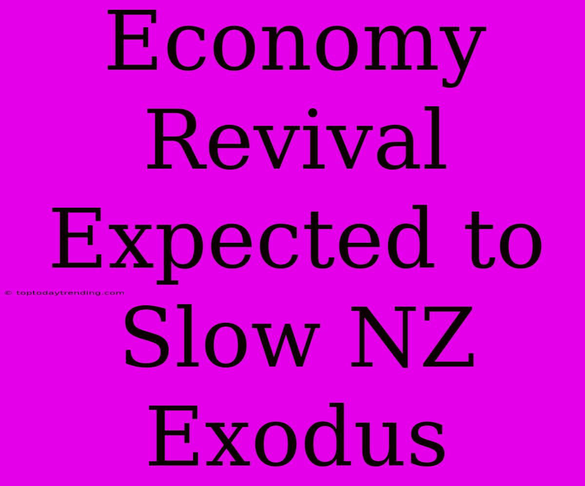 Economy Revival Expected To Slow NZ Exodus