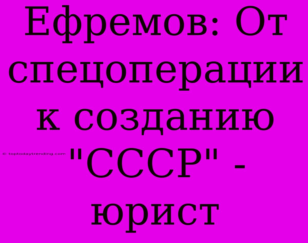 Ефремов: От Спецоперации К Созданию 