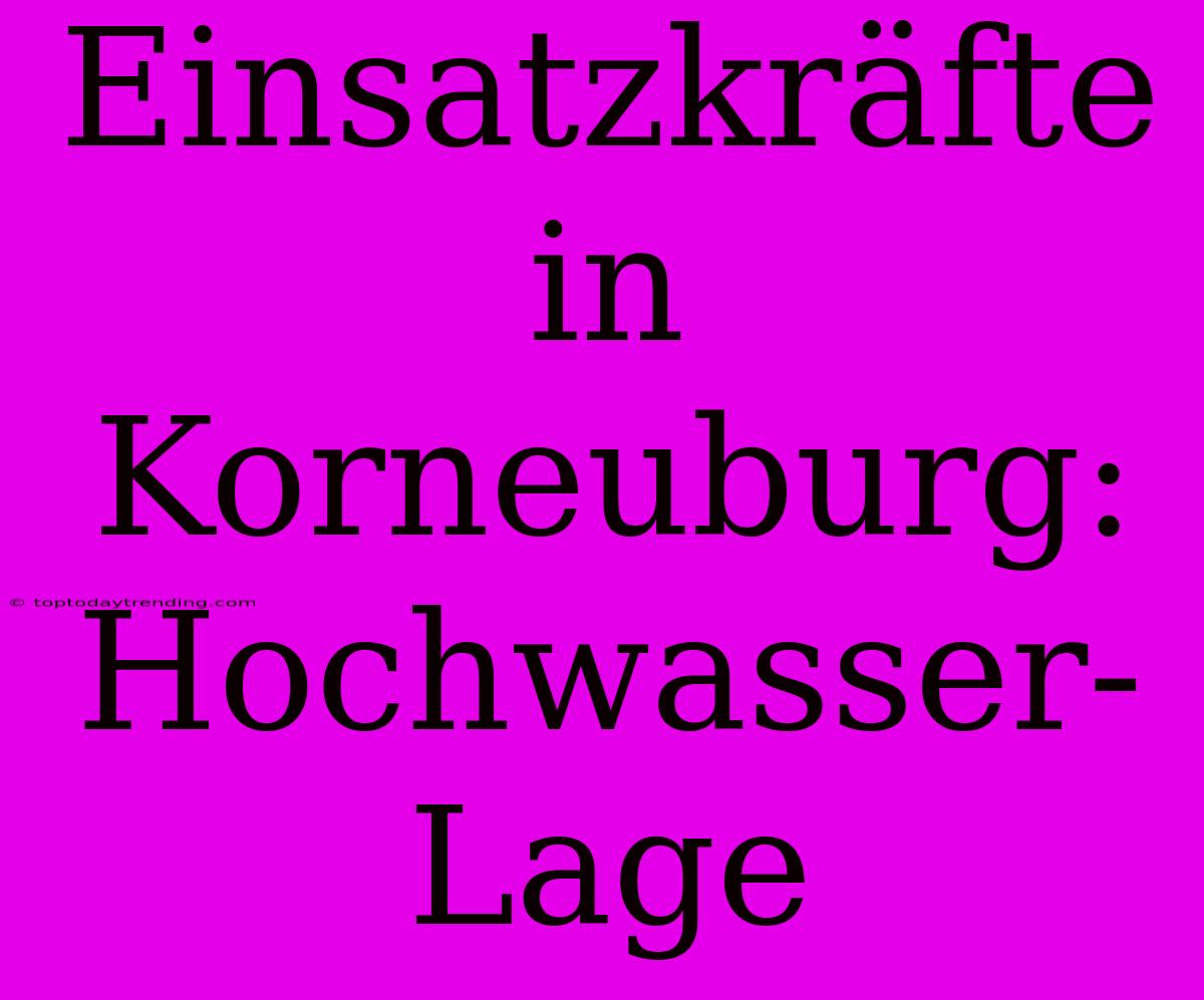 Einsatzkräfte In Korneuburg: Hochwasser-Lage