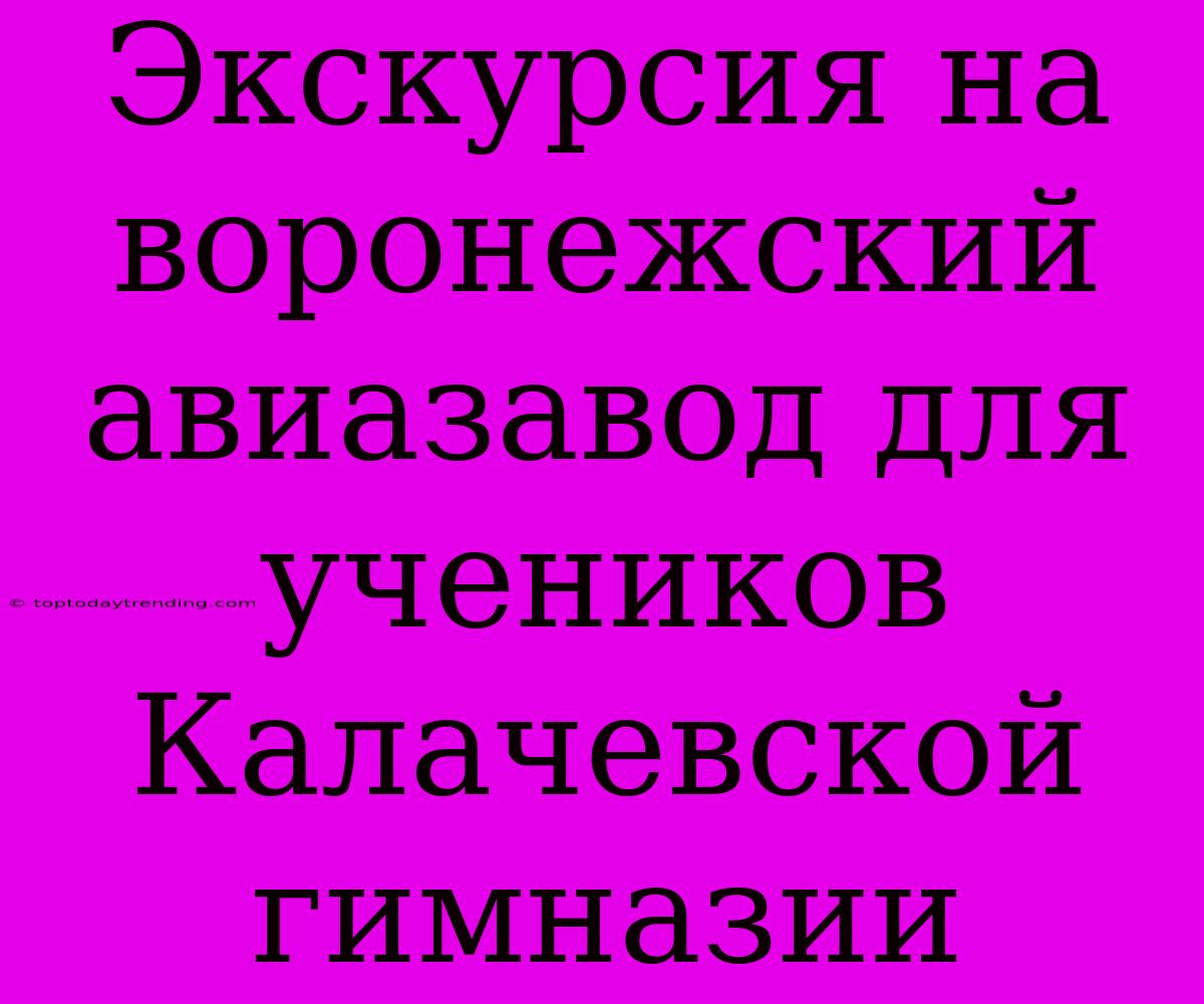 Экскурсия На Воронежский Авиазавод Для Учеников Калачевской Гимназии