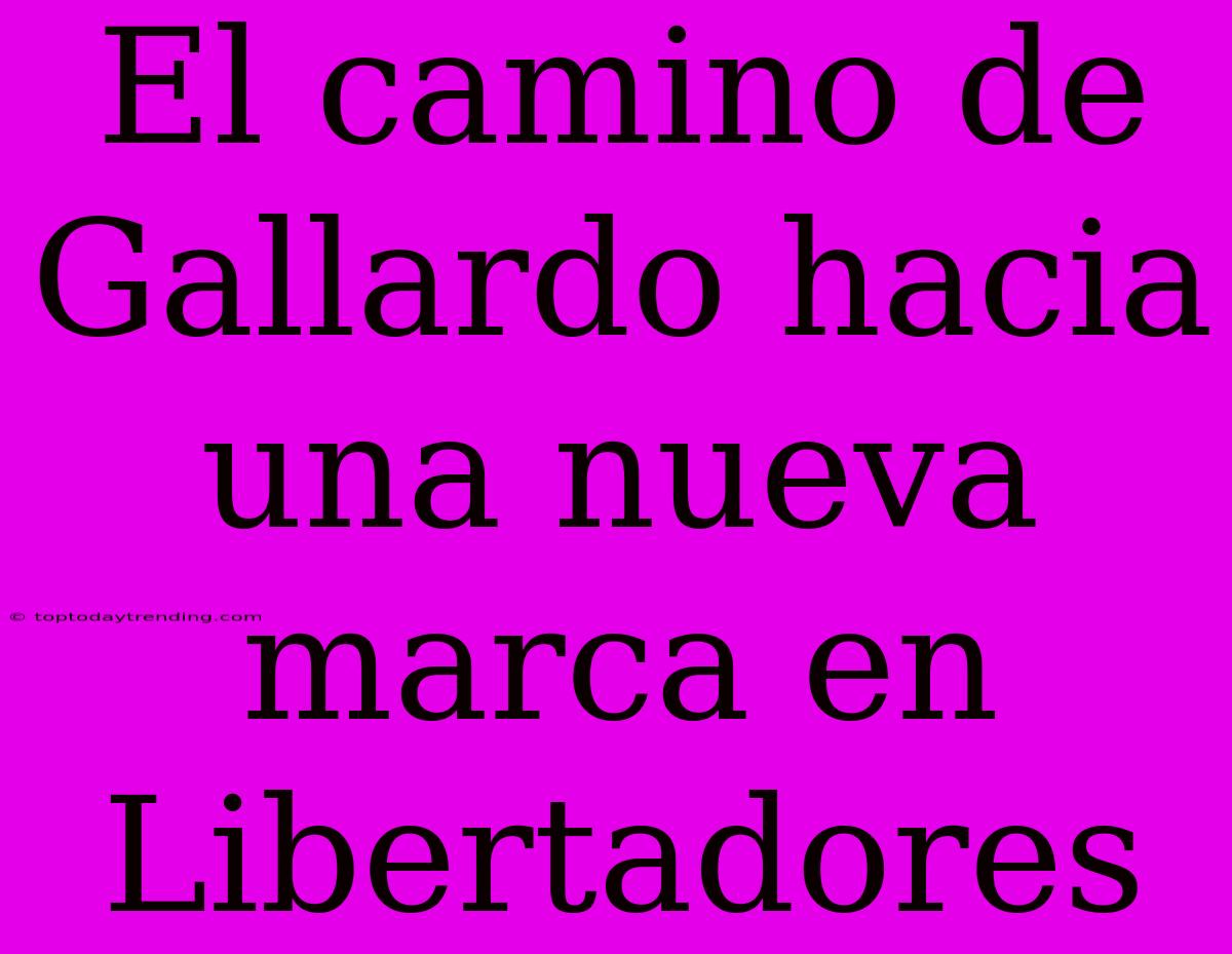 El Camino De Gallardo Hacia Una Nueva Marca En Libertadores