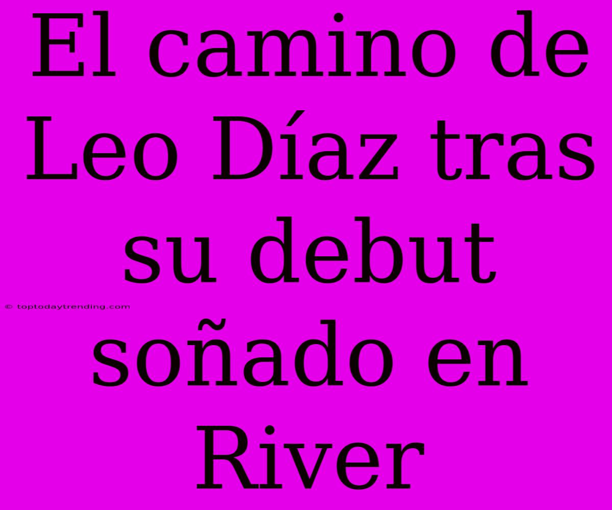 El Camino De Leo Díaz Tras Su Debut Soñado En River