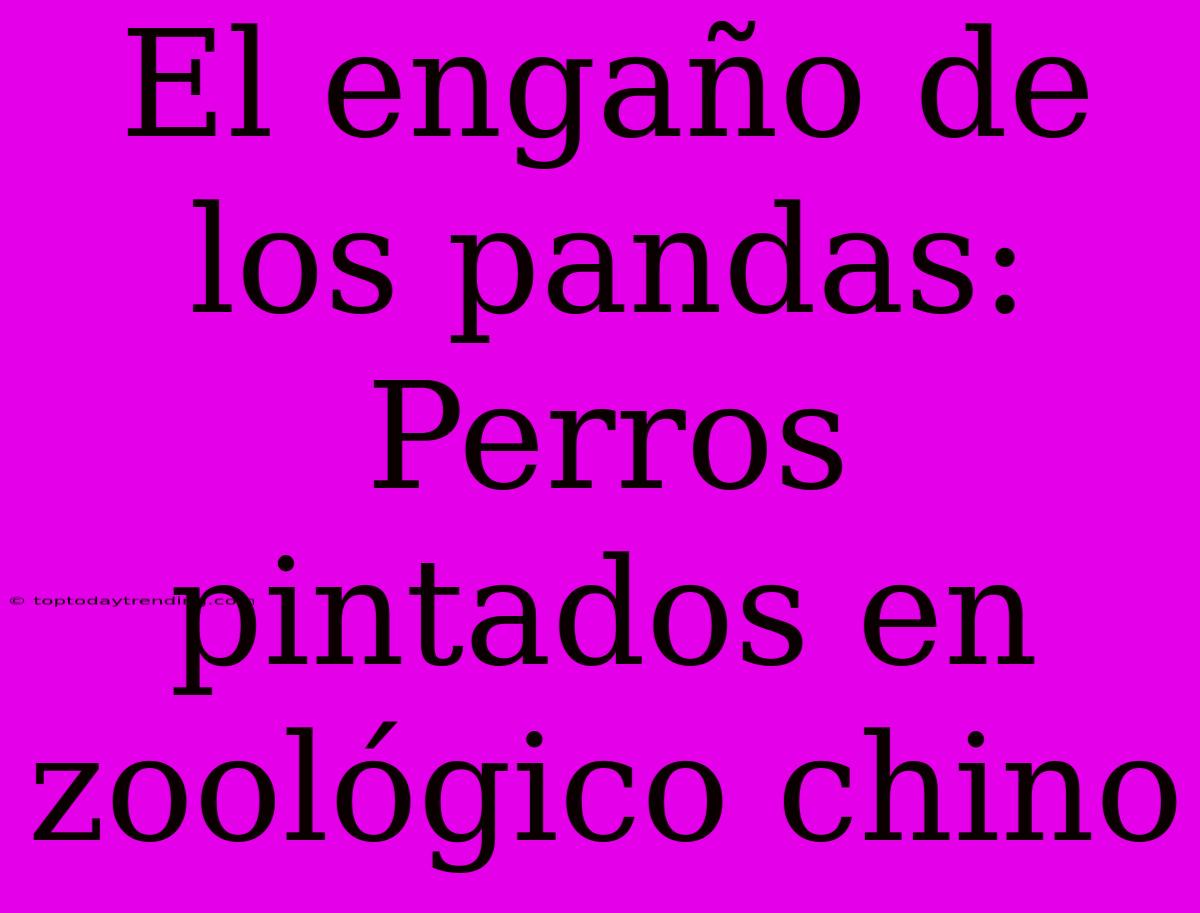 El Engaño De Los Pandas: Perros Pintados En Zoológico Chino