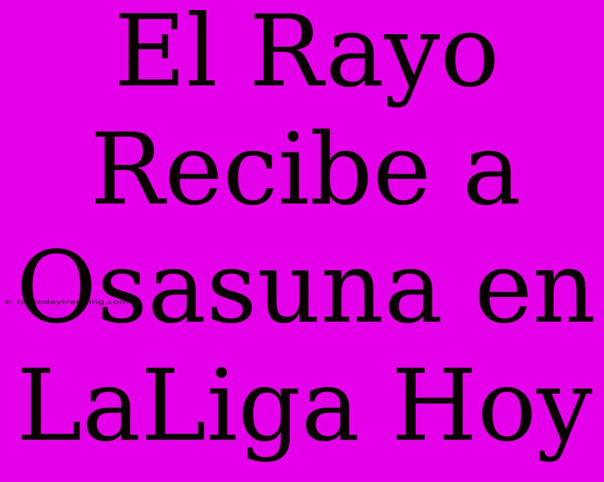 El Rayo Recibe A Osasuna En LaLiga Hoy