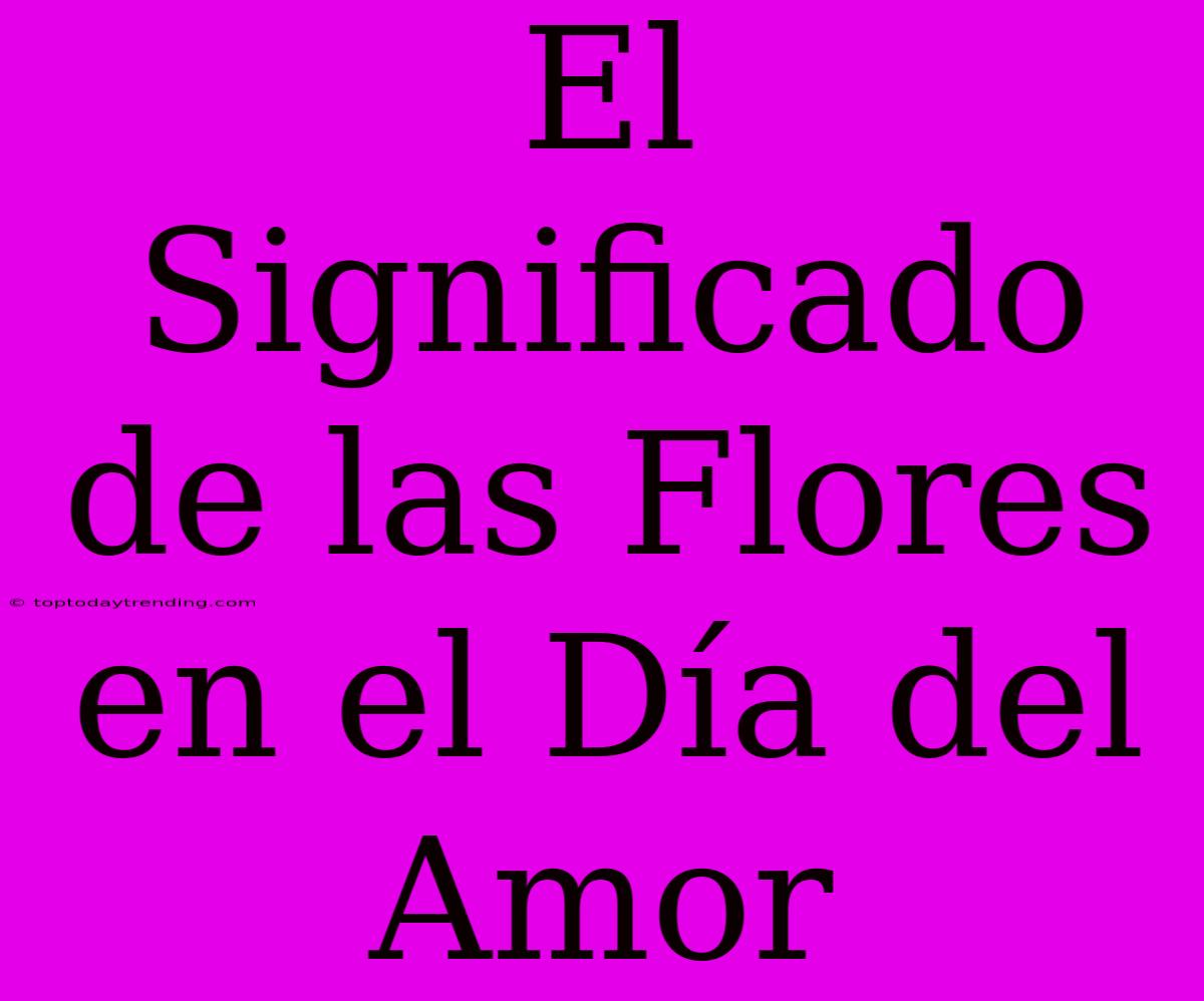 El Significado De Las Flores En El Día Del Amor