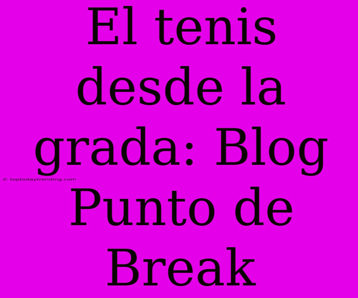 El Tenis Desde La Grada: Blog Punto De Break