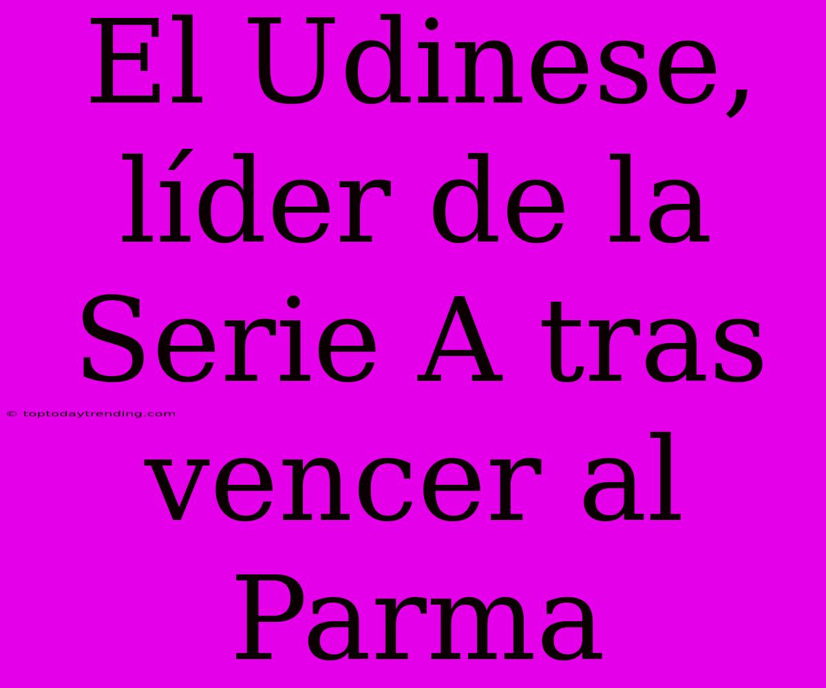 El Udinese, Líder De La Serie A Tras Vencer Al Parma