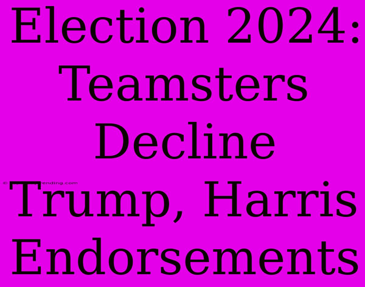 Election 2024: Teamsters Decline Trump, Harris Endorsements