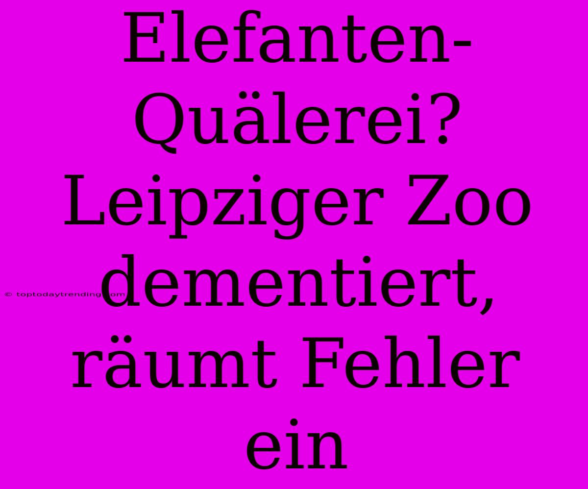 Elefanten-Quälerei? Leipziger Zoo Dementiert, Räumt Fehler Ein