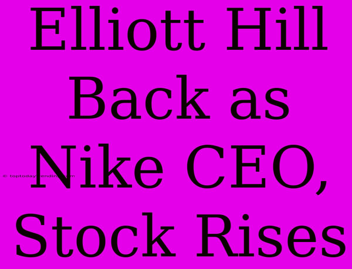 Elliott Hill Back As Nike CEO, Stock Rises