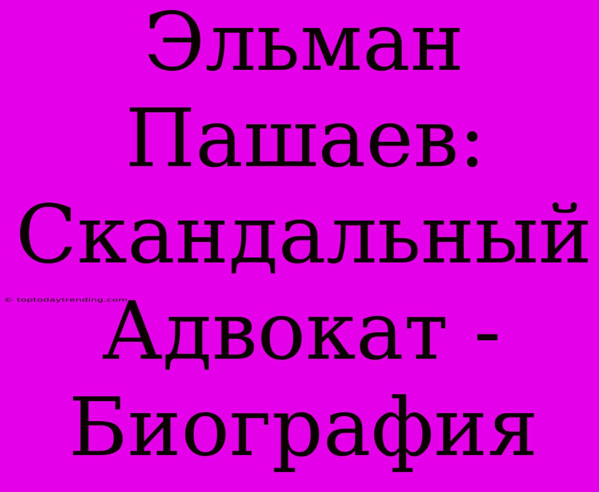 Эльман Пашаев: Скандальный Адвокат - Биография