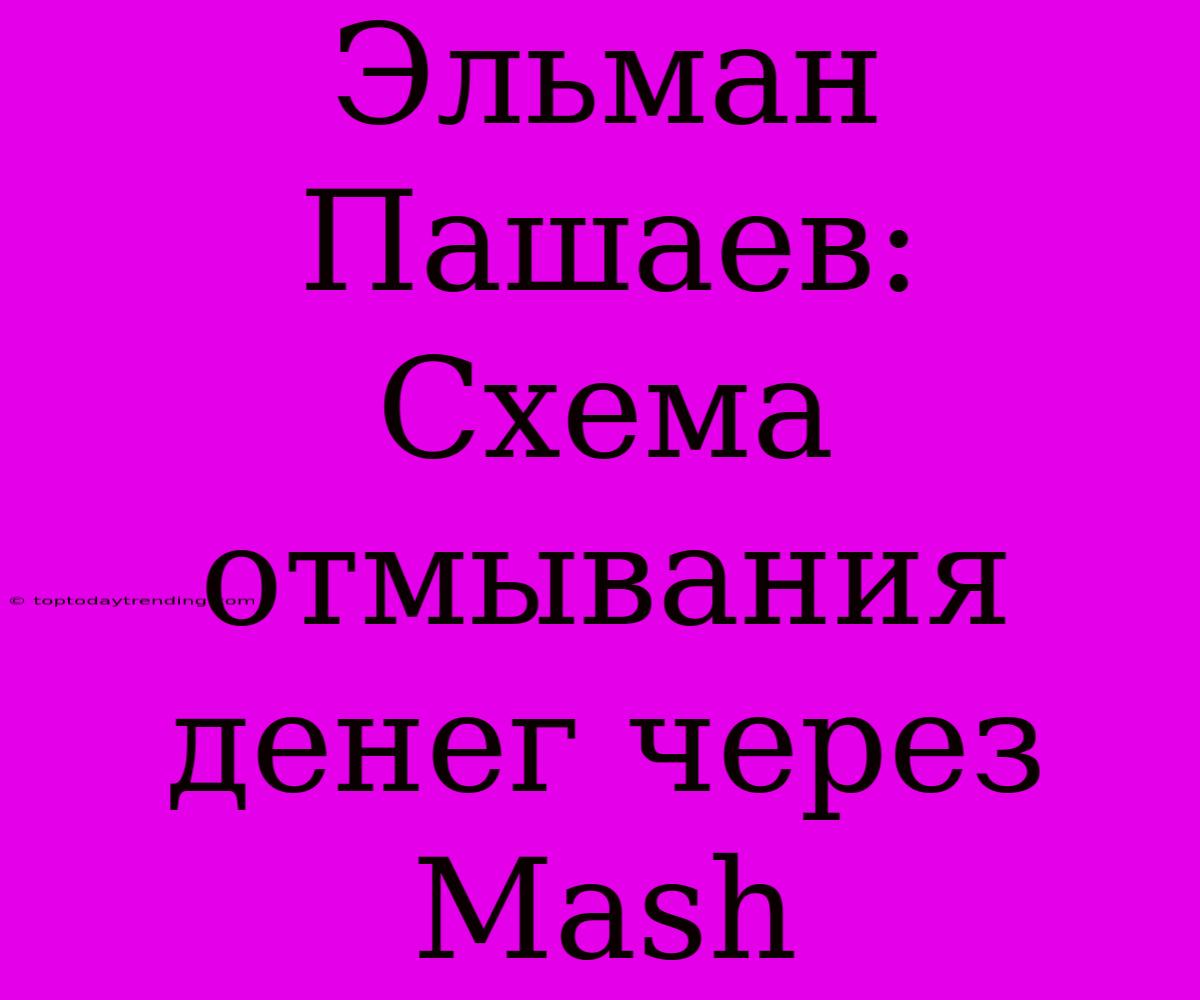 Эльман Пашаев:  Схема Отмывания Денег Через Mash