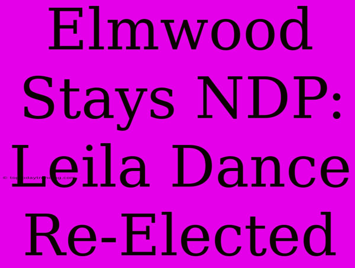 Elmwood Stays NDP: Leila Dance Re-Elected