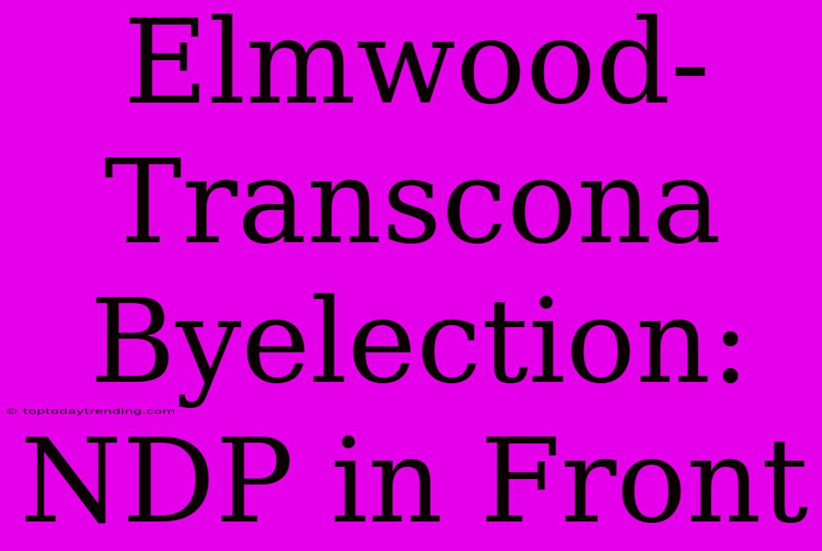 Elmwood-Transcona Byelection: NDP In Front