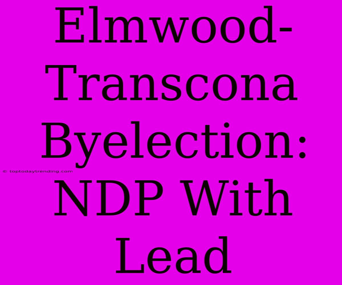 Elmwood-Transcona Byelection: NDP With Lead