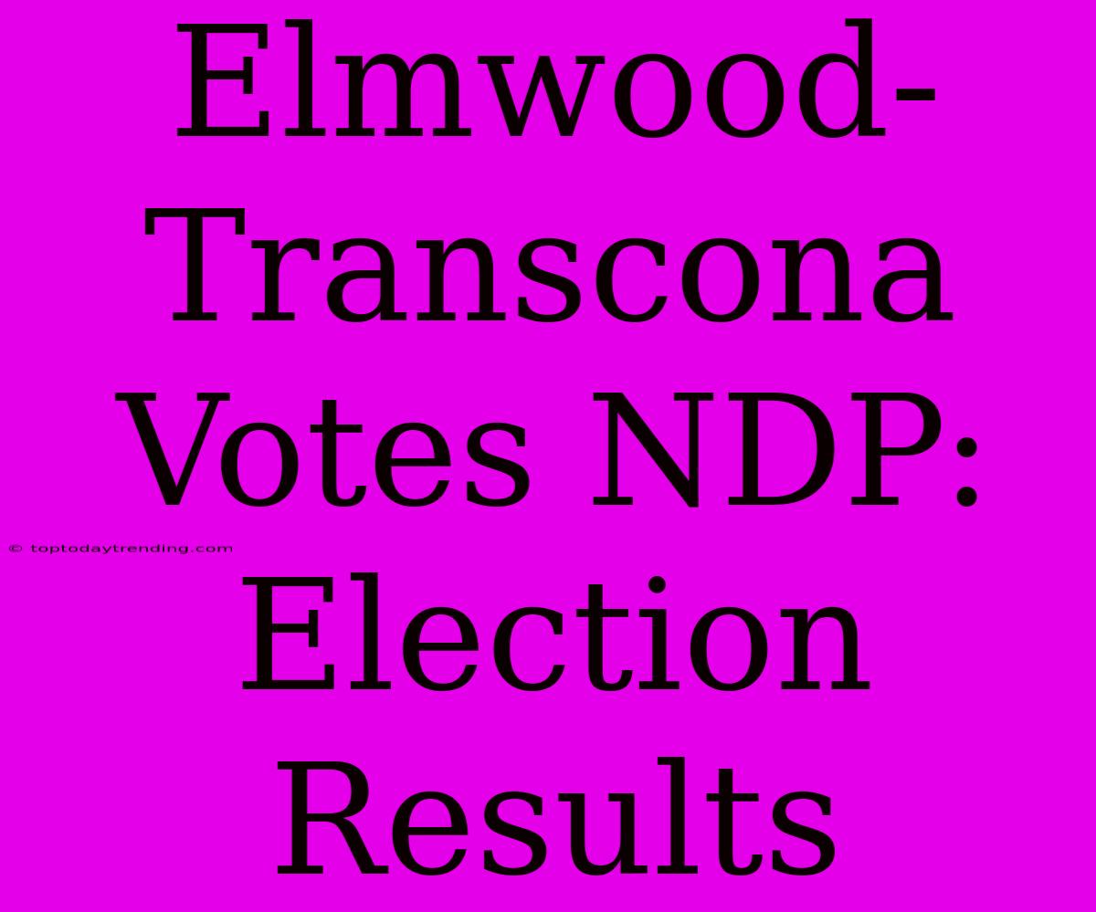 Elmwood-Transcona Votes NDP: Election Results