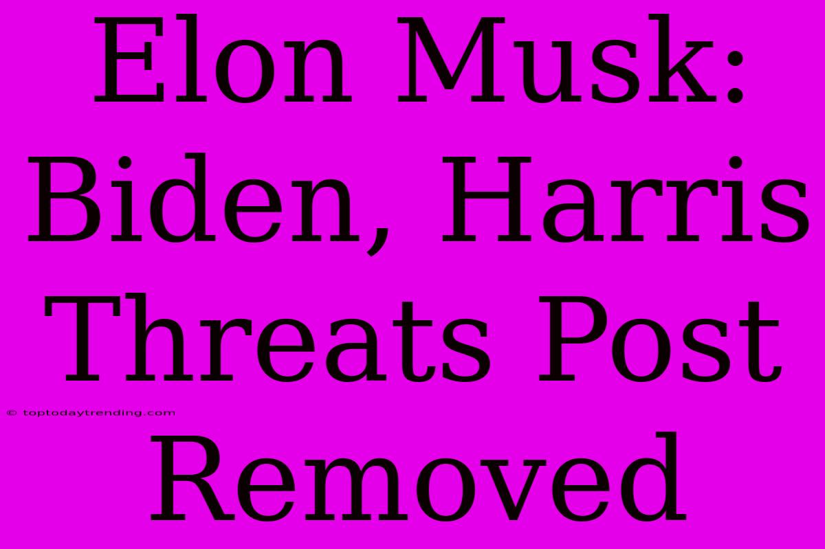 Elon Musk: Biden, Harris Threats Post Removed