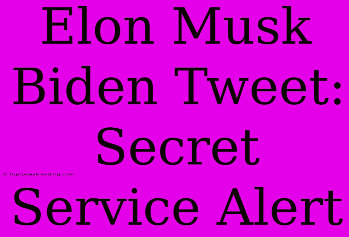 Elon Musk Biden Tweet: Secret Service Alert