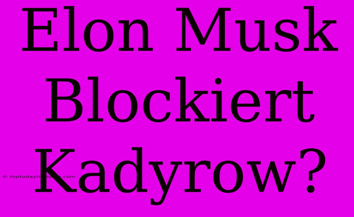 Elon Musk Blockiert Kadyrow?