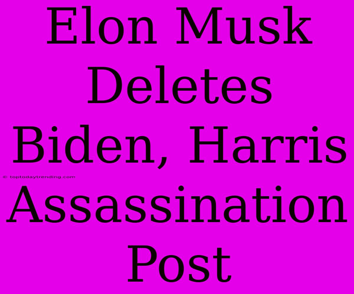 Elon Musk Deletes Biden, Harris Assassination Post