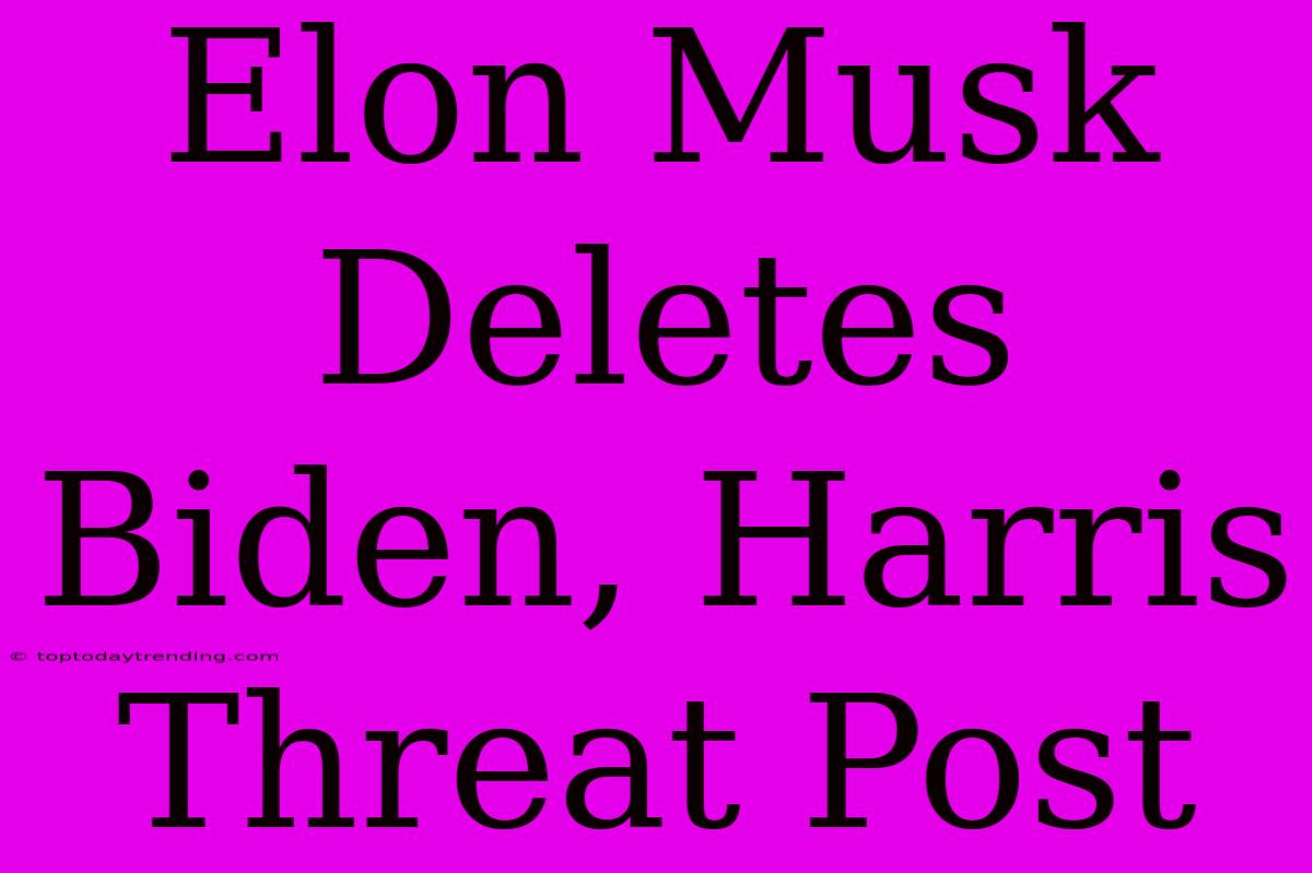 Elon Musk Deletes Biden, Harris Threat Post