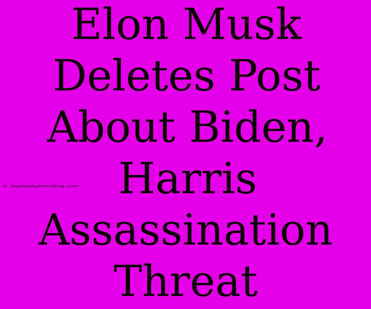 Elon Musk Deletes Post About Biden, Harris Assassination Threat