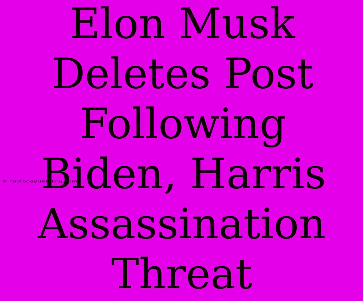 Elon Musk Deletes Post Following Biden, Harris Assassination Threat