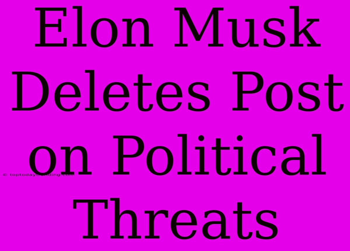 Elon Musk Deletes Post On Political Threats