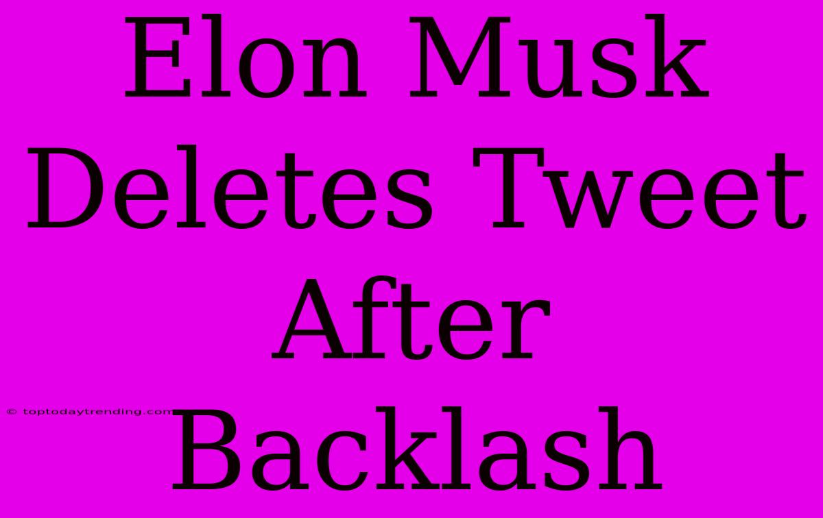 Elon Musk Deletes Tweet After Backlash