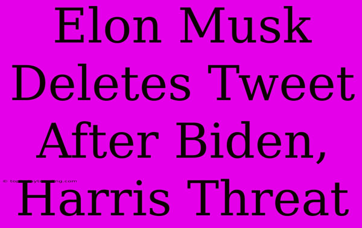 Elon Musk Deletes Tweet After Biden, Harris Threat