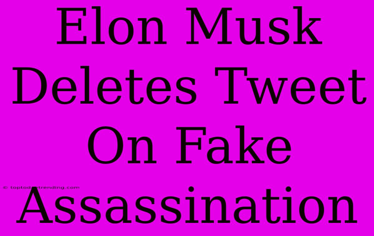 Elon Musk Deletes Tweet On Fake Assassination