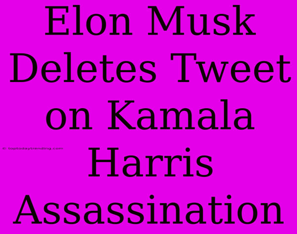 Elon Musk Deletes Tweet On Kamala Harris Assassination