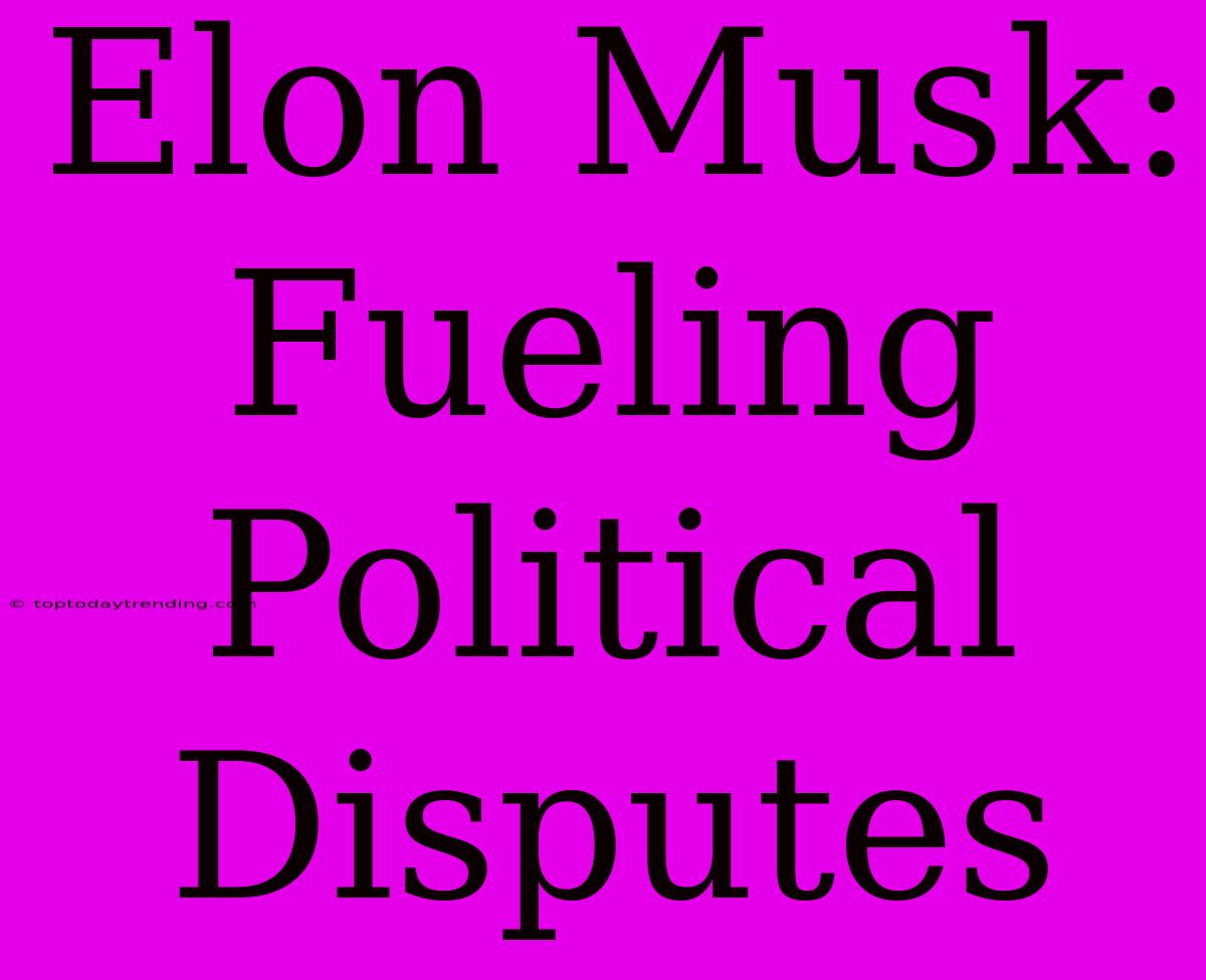 Elon Musk: Fueling Political Disputes