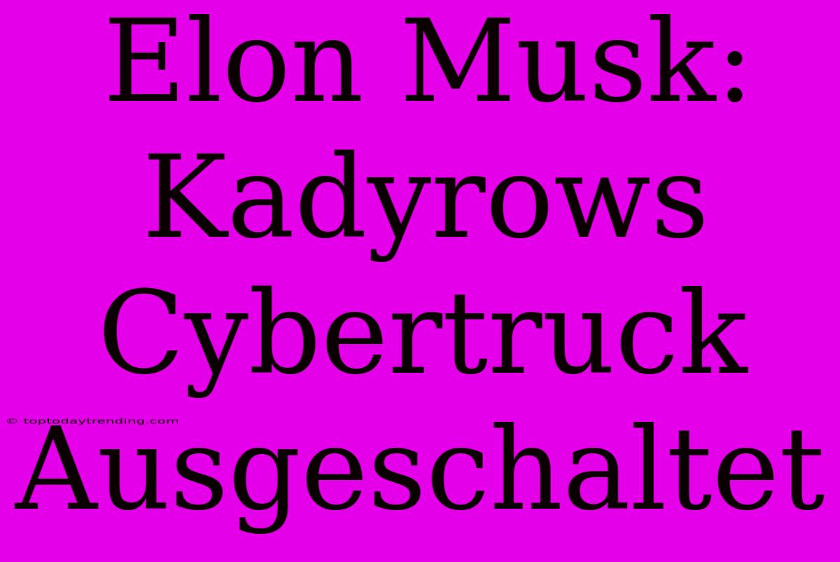 Elon Musk: Kadyrows Cybertruck Ausgeschaltet