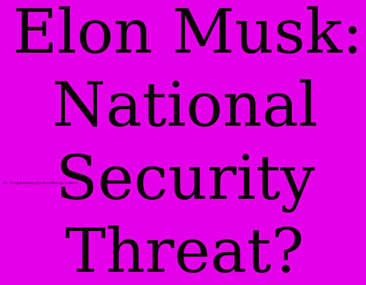 Elon Musk: National Security Threat?