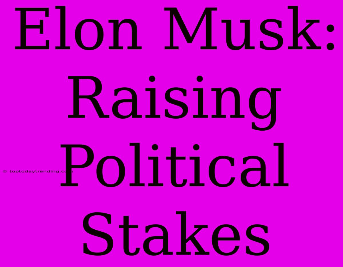 Elon Musk: Raising Political Stakes