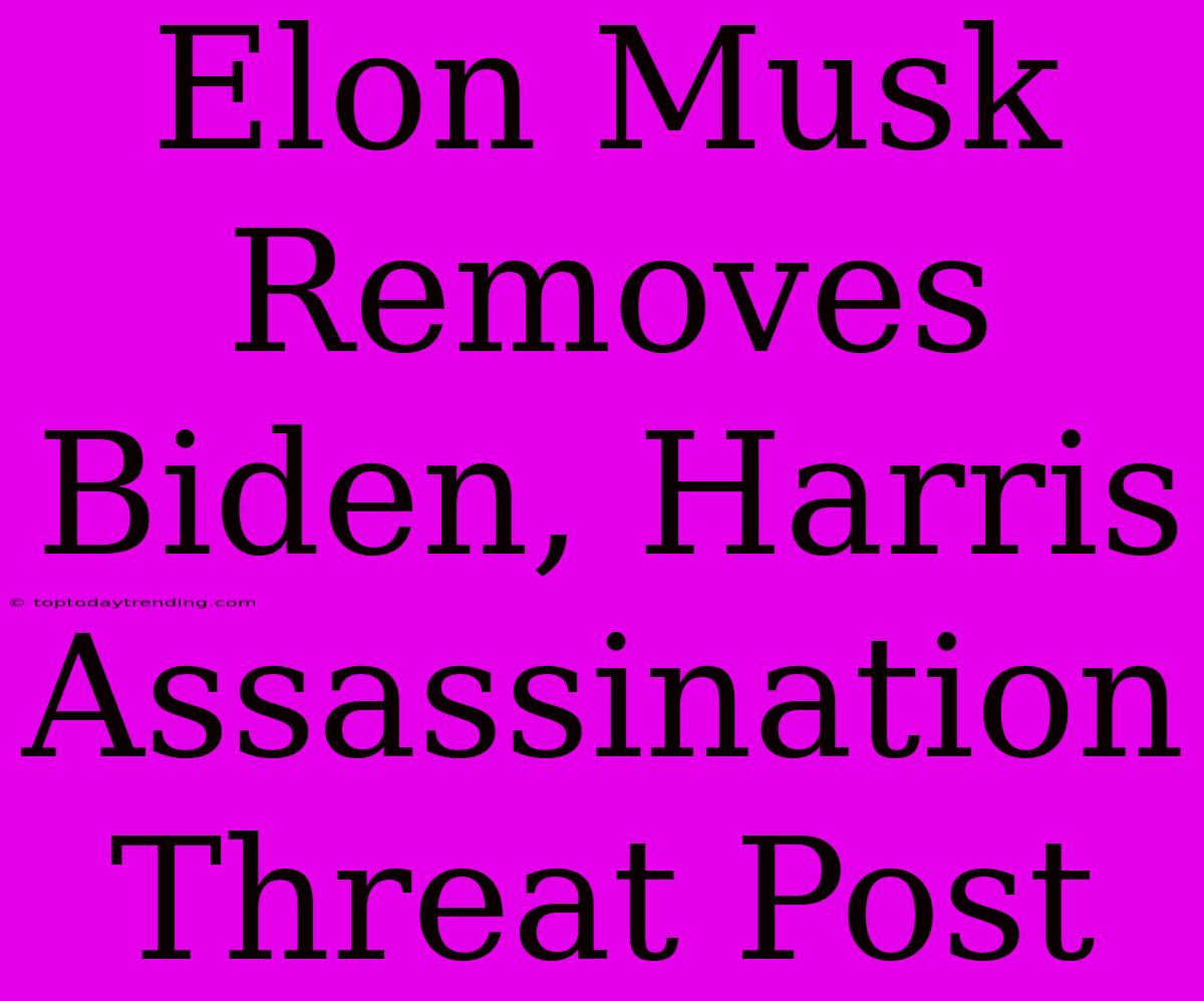 Elon Musk Removes Biden, Harris Assassination Threat Post